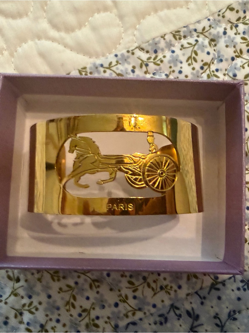 Gold Horse & Carriage Cuff Bracelet - Paris Accent